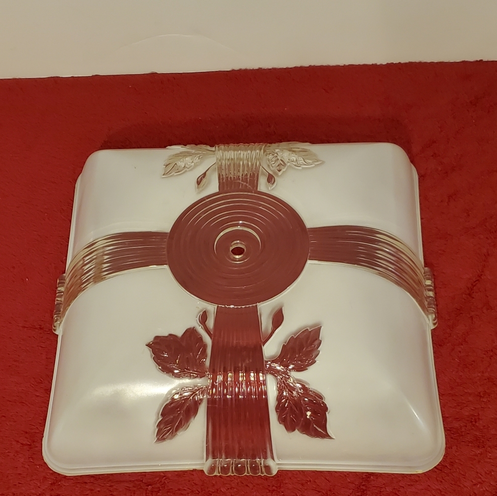 Vintage Art-Deco Frosted and Clear Heavy Glass Light Fixture Cover.